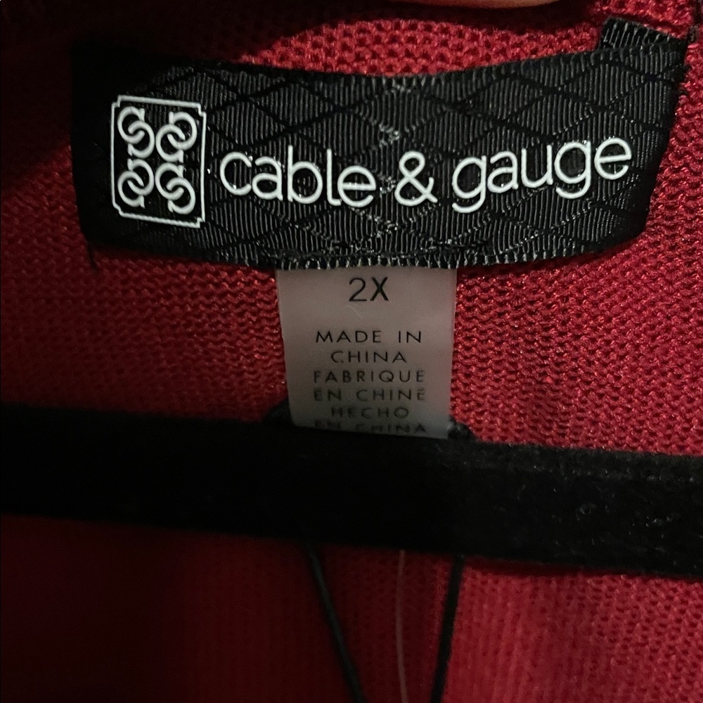 Cable & Gauge Rich Red V-Neck Tunic Sweater - Picture 5 of 7